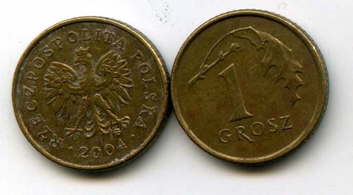 Монета 1 грош 2004г Польша