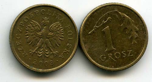 Монета 1 грош 2003г Польша
