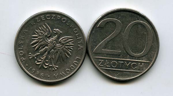 Монета 20 злотых 1986г Польша