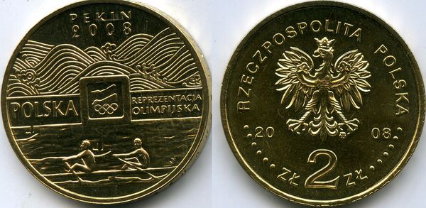 Монета 2 злотых 2008г Пекин Польша