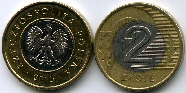 Монета 2 злотых 2015г Польша