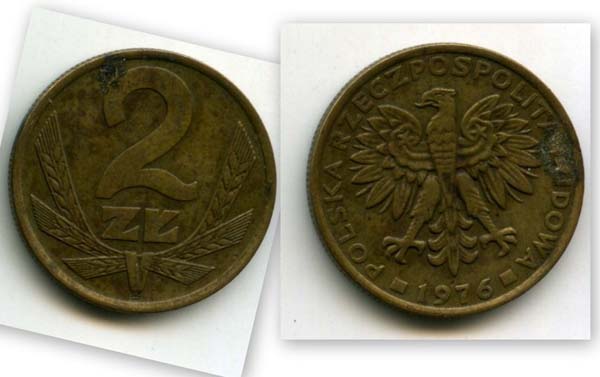 Монета 2 злотых 1976г Польша