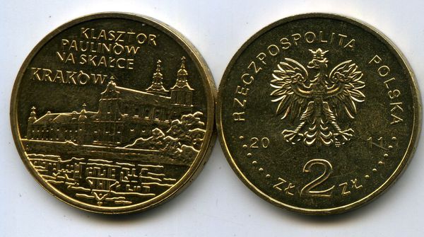 Монета 2 злотых 2011г Краков Польша
