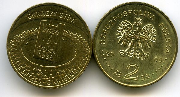 Монета 2 злотых 2009г выборы 89г Польша