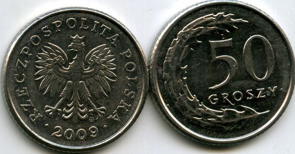 Монета 50 грош 2009г Польша