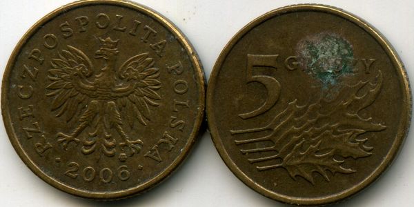 Монета 5 грош 2006г Польша