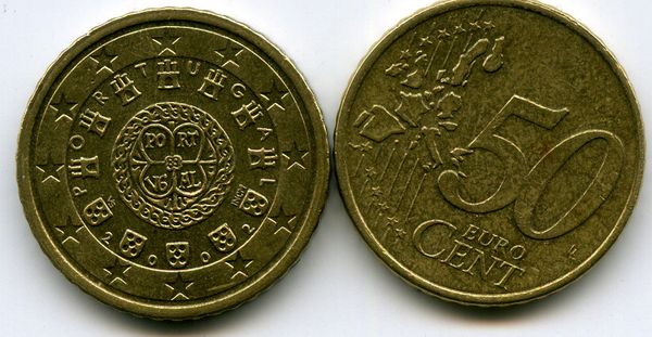 Монета 50 евроцент 2002г Португалия