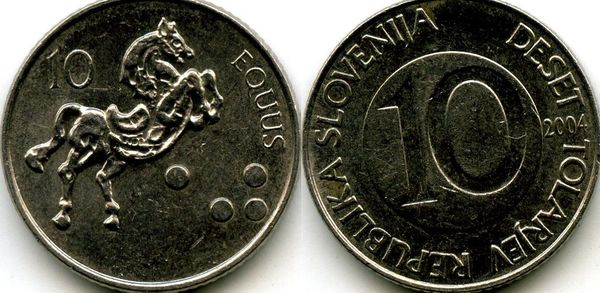 Монета 10 толаров 2004г Словения