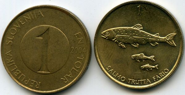 Монета 1 толар 2001г Словения