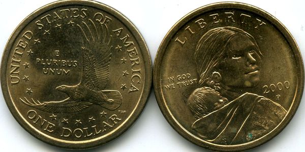Монета 1 доллар 2000г P Сакагавея США
