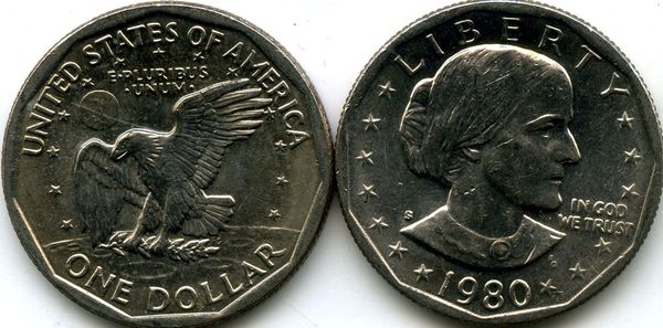 Монета 1 доллар 1980г S США