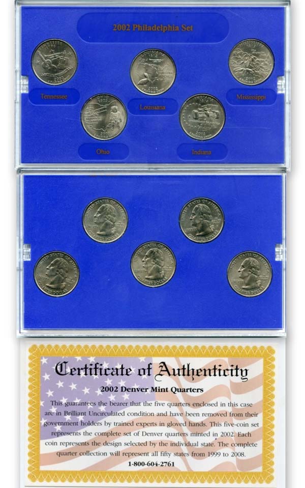 Набор монет 25 центов 2002г D минт США