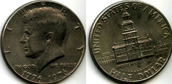Монета 0,5 доллар 1976г 200 лет США