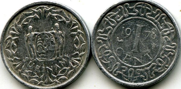 Монета 1 цент 1978г Суринам