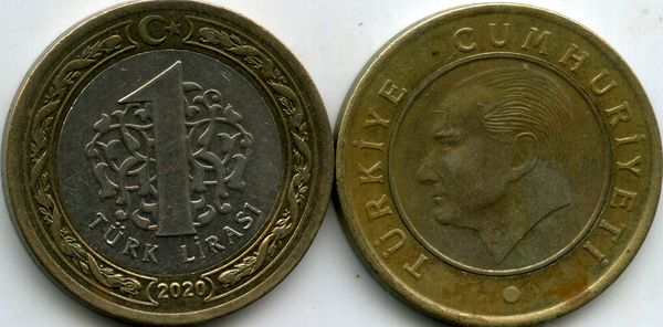 Монета 1 лира 2020г Турция