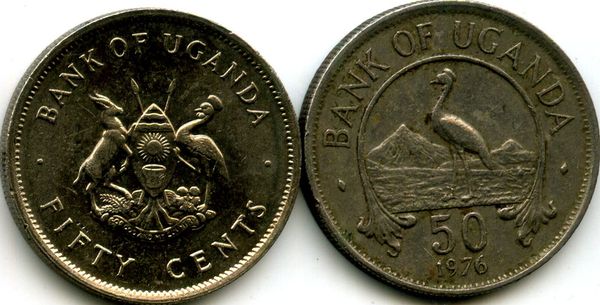Монета 50 центов 1976г Уганда