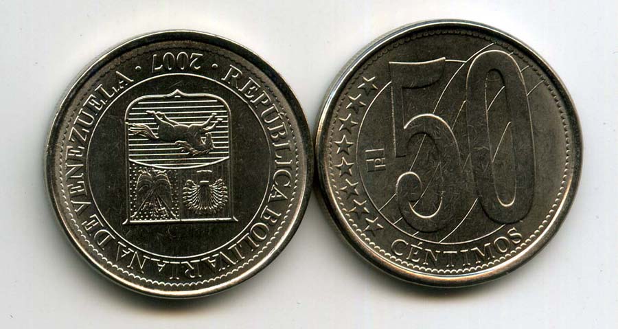 Монета 50 сентимос 2007г Венесуэла