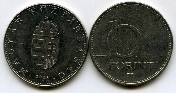 Монета 10 форинтов 2008г Венгрия