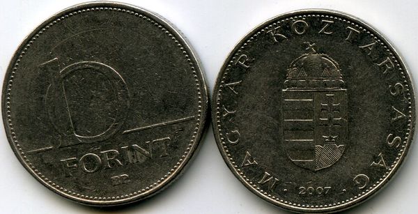 Монета 10 форинтов 2007г Венгрия