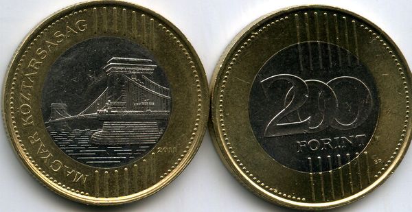 Монета 200 форинтов 2011г Венгрия
