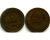 Монета 2 филлера 1894г Венгрия