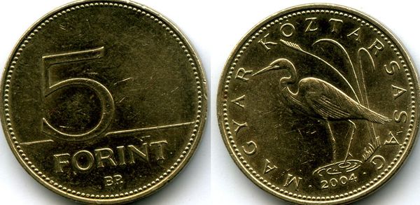 Монета 5 форинтов 2004г Венгрия