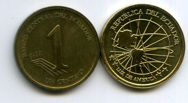 Монета 1 сентаво 2000г Эквадор