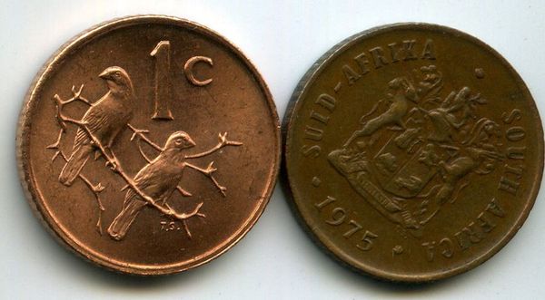 Монета 1 цент 1975г Южная Африка