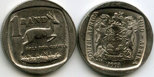 Монета 1 ранд 1993г Южная Африка
