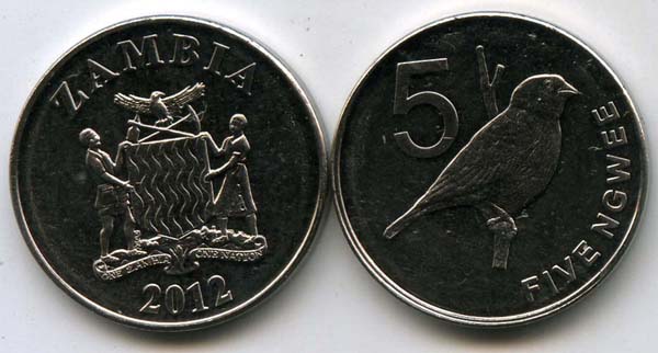 Монета 5 нгеве 2012г Замбия