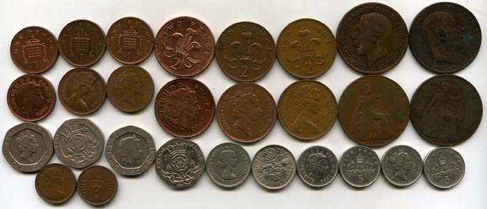 Набор монет 20 века 14 штук Англия
