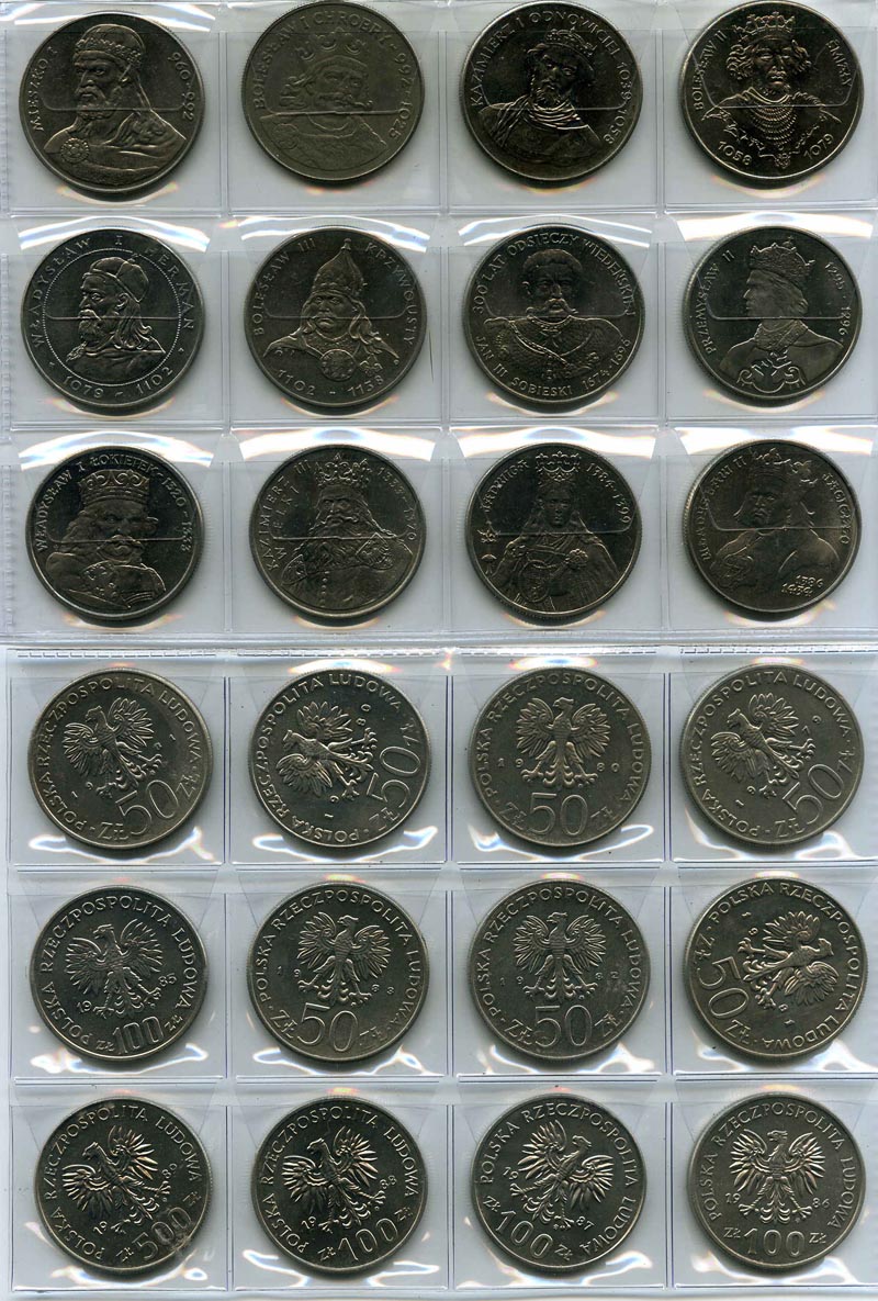 Набор монет 50,100,500 злотых 1979-89гг короли Польша