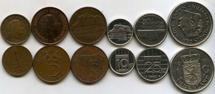 Набор монет сборный 1 цент - 1 гульден  Нидерланды