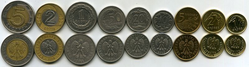 Набор монет 1-5 злотых 1990-2015гг Польша