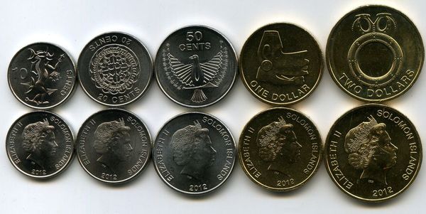 Набор монет 10,20,50,1,2 цент-доллар 2012г Соломоновы Острова