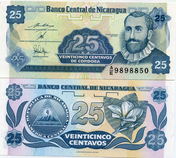 Бона 25 сентаво 1991г Никарагуа
