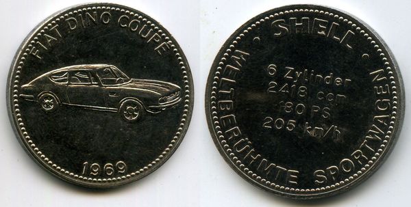 Жетон Шелл 1969г Фиат Дино купе